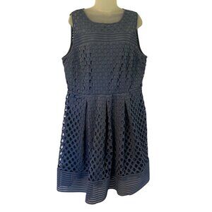 Lane Bryant Sleeveless Blue Fit & Flare Eyelet Dress Size 18